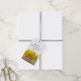 Gult Daffodils on White Vår bröllop Favor Tag Presentetikett
