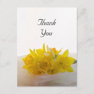 Gult Daffodils on White Vår bröllop Tack Vykort