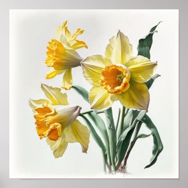 Gult Daffodils Poster Flower Art Print (Framsidan)