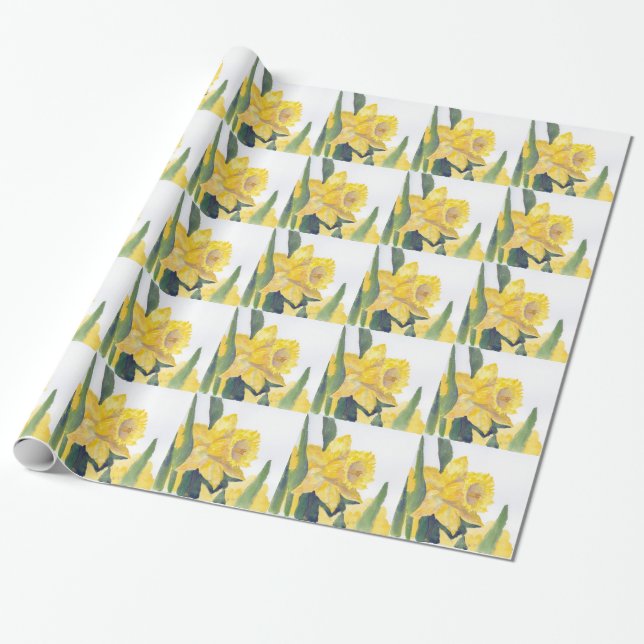 Gult Daffodils Presentpapper (Utrullad)