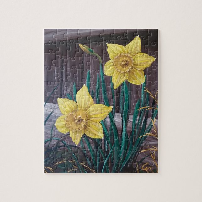 Gult Daffodils Puzzle 8 tum x 10 tum Pussel (Vertikal)