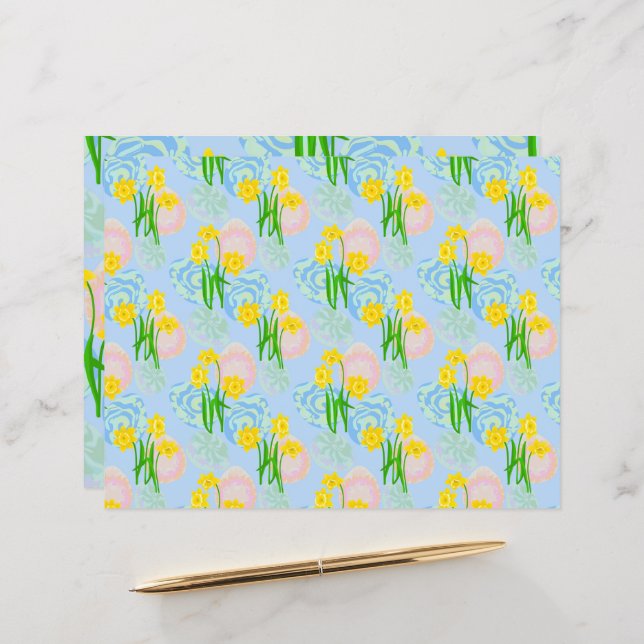 Gult Daffodils Scrapbook Papper (Fram/Back In Situ)