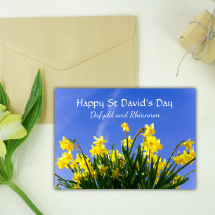 Gult Daffodils St David's Day Personlig Kort
