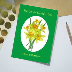 Gult Daffodils St David's Day Personlig Kort