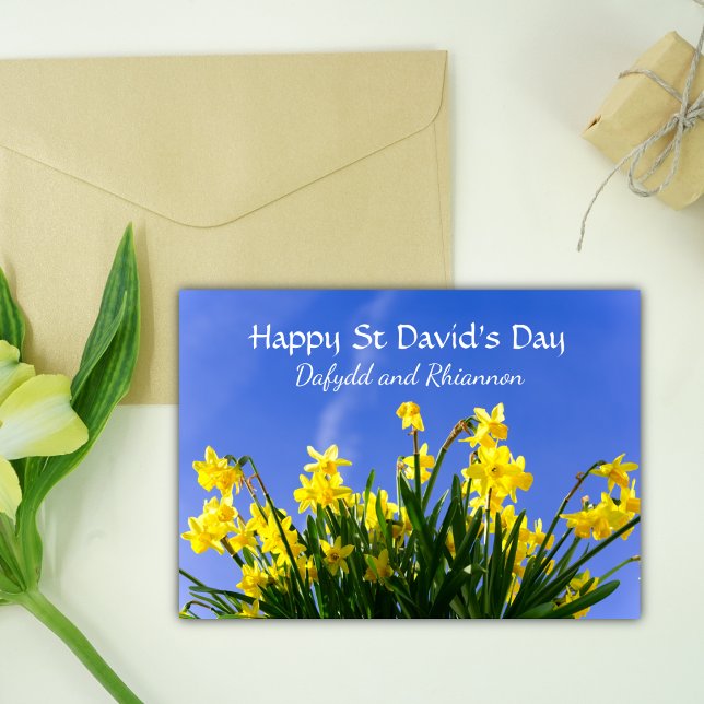 Gult Daffodils St David's Day Personlig Kort (Skapare uppladdad)