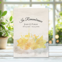 Gult Daffodils Watercolor Funeral Service Foldad
