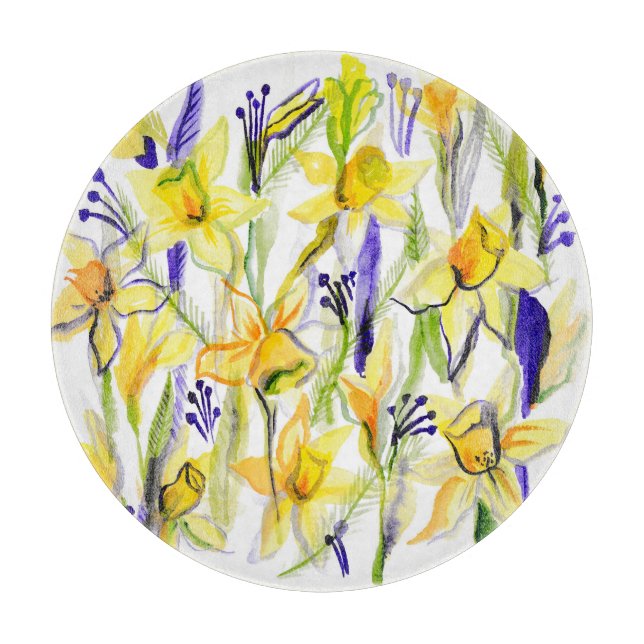 Gult Daffodils Watercolor Illustration (Framsidan)