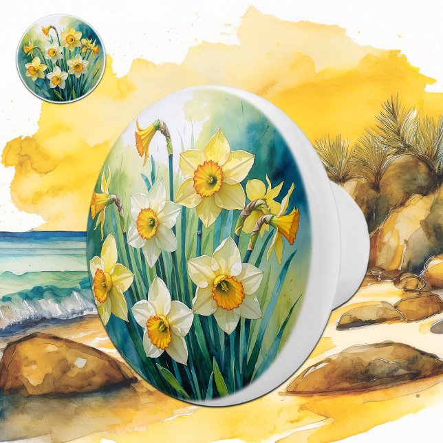 Gult Daffodils Watercolor Knopp (Skapare uppladdad)