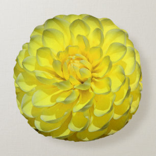 Gult Dahlia blomma runda dekorfärg Dekorativ kudd Rund Kudde