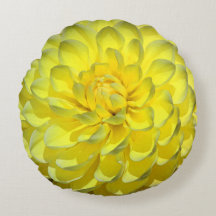 Gult Dahlia blomma runda dekorfärg Dekorativ kudde