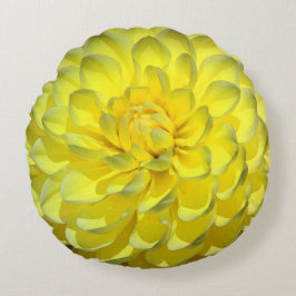 Gult Dahlia blomma runda dekorfärg Dekorativ kudde