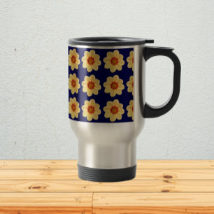 Gult Dahlia-Blommönstret om Blue Resemugg