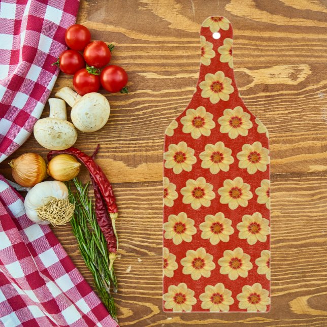 Gult Dahlia-Blommönstret om Röd (In Situ)