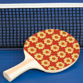 Gult Dahlia-Blommönstret om Röd Pingisracket
