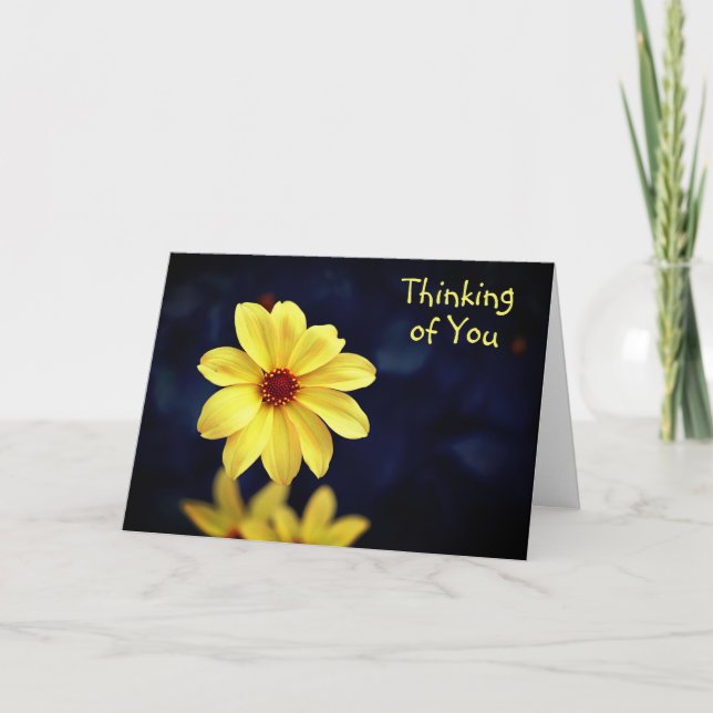Gult Dahlia Elegant Flower Thinking of You Kort (Framsida)