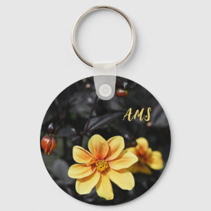 Gult Dahlia Flowers Wisley Gardens Monogram Nyckelring