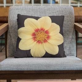 Gult Dahlia på Black Blommigt Kudde