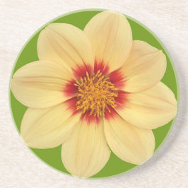 Gult Dahlia på Blommigten Grönt Underlägg