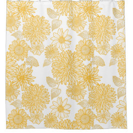 Gult Dahlias & Daisys Shower Curtain