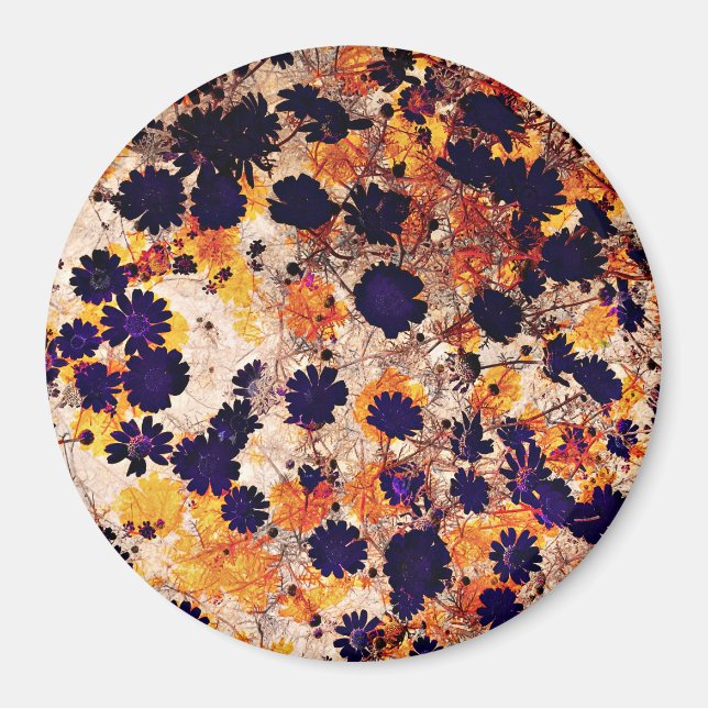 Gult daisy blomma blommönster digitalkonst magnet (Framsidan)
