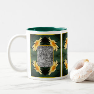 Gult Daisy blomma Ram Lägg till ditt foto Två-Tonad Mugg