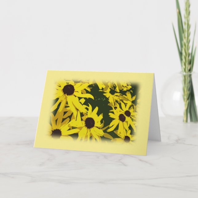 gult daisy blommor i gult ram kort (Framsida)