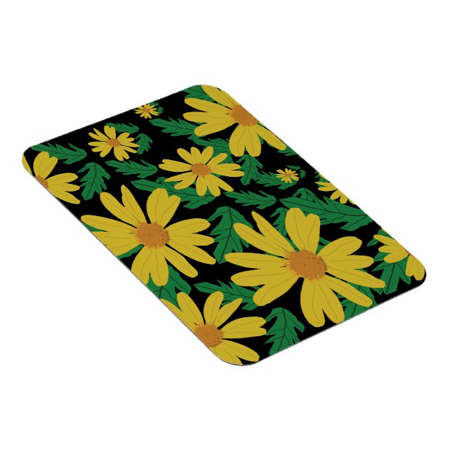 Gult daisy blommor med magnet grönt löv (Högersidan)