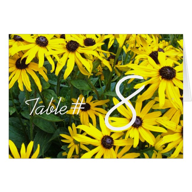 gult daisy blommor middag bordsnummer OBS kort (Framsidan Horizontal)