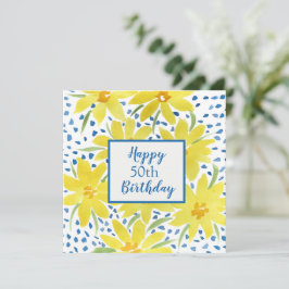 Gult Daisy Bouquet-Anpassningsbarna Födelsedag Kort