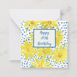 Gult Daisy Bouquet Blue Dots Anpassningsbar Födels Anteckningskort