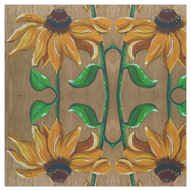 Gult Daisy Fabric Tyg (Provkarta)