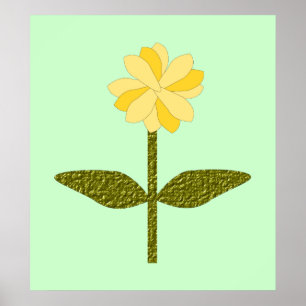 Gult Daisy - färglös utskrift Poster