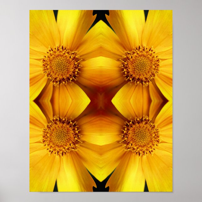 Gult Daisy Flower Petals Abstrakt Poster (Framsidan)