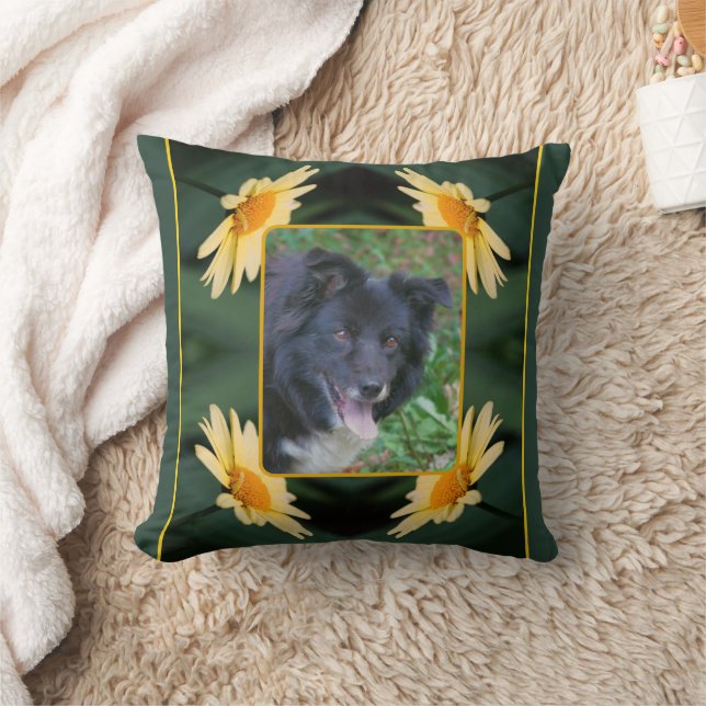 Gult Daisy Flower Ram Skapar ditt eget foto Kudde (Filt)
