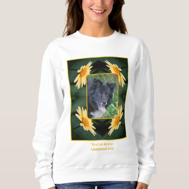 Gult Daisy Flower Ram Skapar ditt eget foto T Shirt (Framsida)