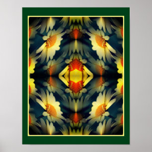 Gult Daisy Flower Spegel Abstrakt Poster