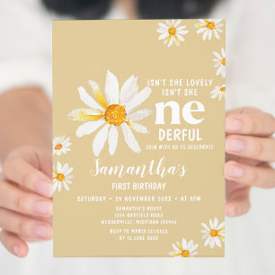 Gult Daisy Flowers är inte hennes födelsedag Inbjudningar