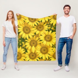 Gult Daisy Flowers Fleecefilt
