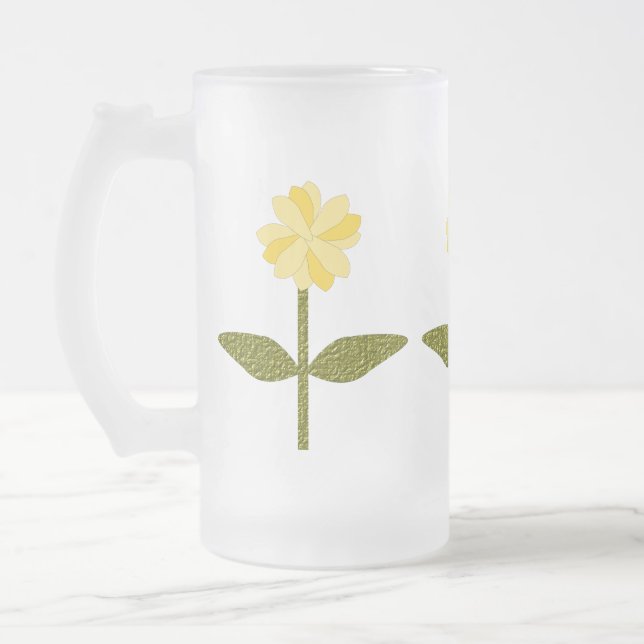 Gult Daisy Flowers Frosted Glass Mugg (Vänster)