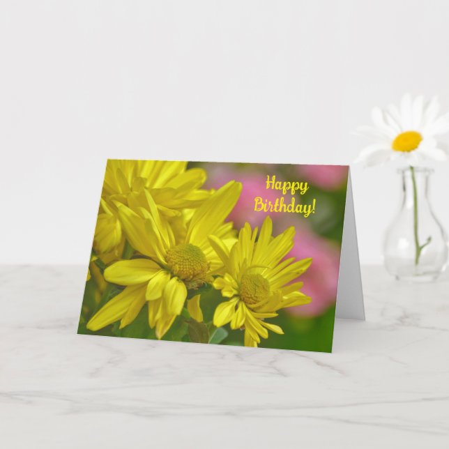 Gult Daisy Flowers Garden Art Birthday Card Kort (Liten växt)