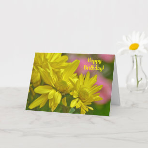 Gult Daisy Flowers Garden Art Birthday Card Kort