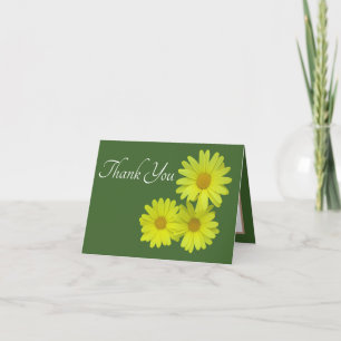 Gult Daisy Grönt Bakgrund Tack Kort