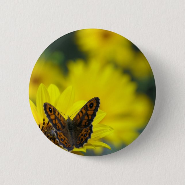 Gult Daisy Helenium Badge Knapp (Framsida)