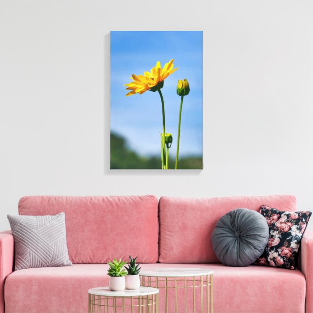 Gult Daisy Helenium Canvastryck (Insitu (Vardagsrum))