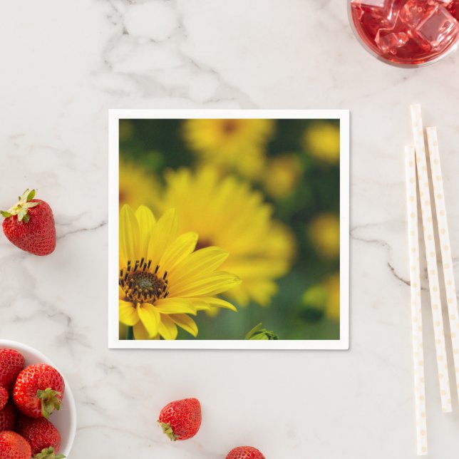 Gult Daisy Helenium Papper Napkins Pappersservett (Insitu)