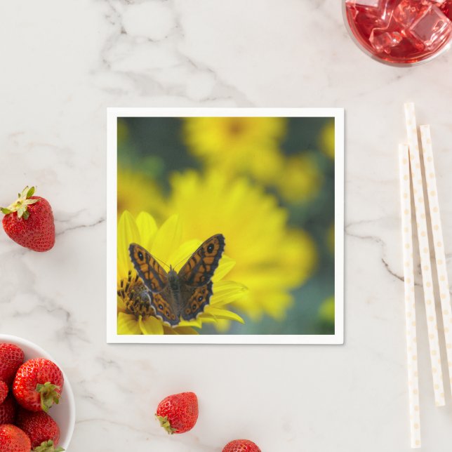 Gult Daisy Helenium Papper Napkins Pappersservett (Insitu)
