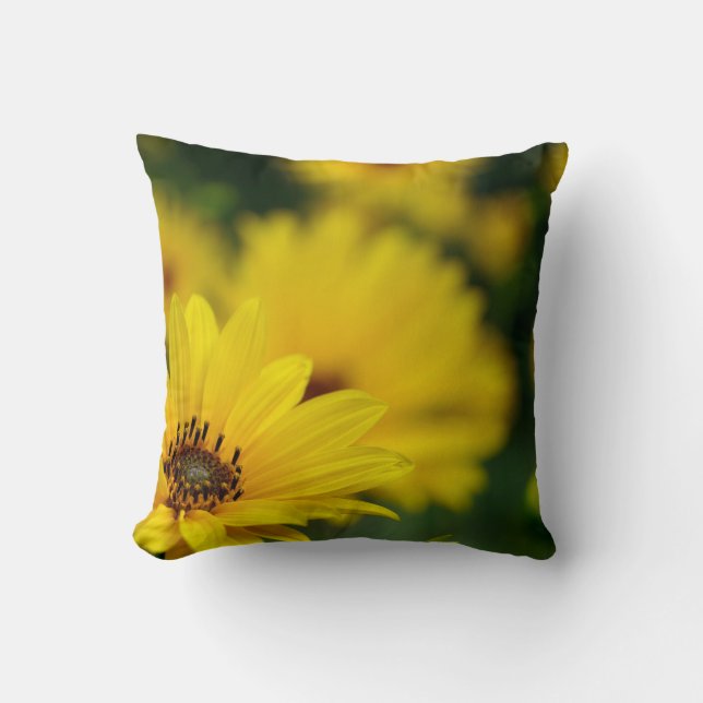 Gult Daisy Helenium Throw Cushion Kudde (Framsida)