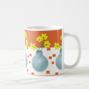 Gult Daisy i ett blått Vas Kaffemugg