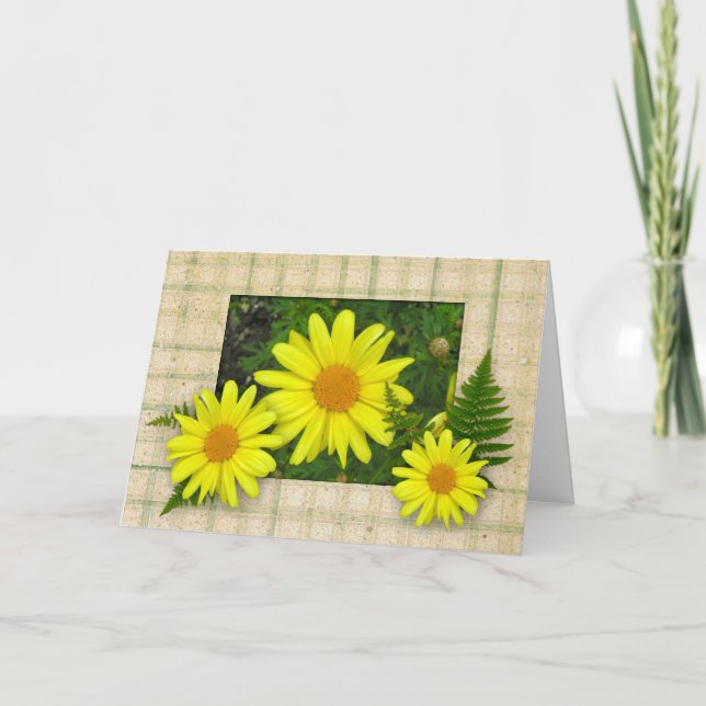 Gult Daisy Mors dag-kort Kort (Framsida)