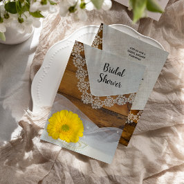 Gult Daisy och Snöre Land Barn Möhippa Inbjudningar